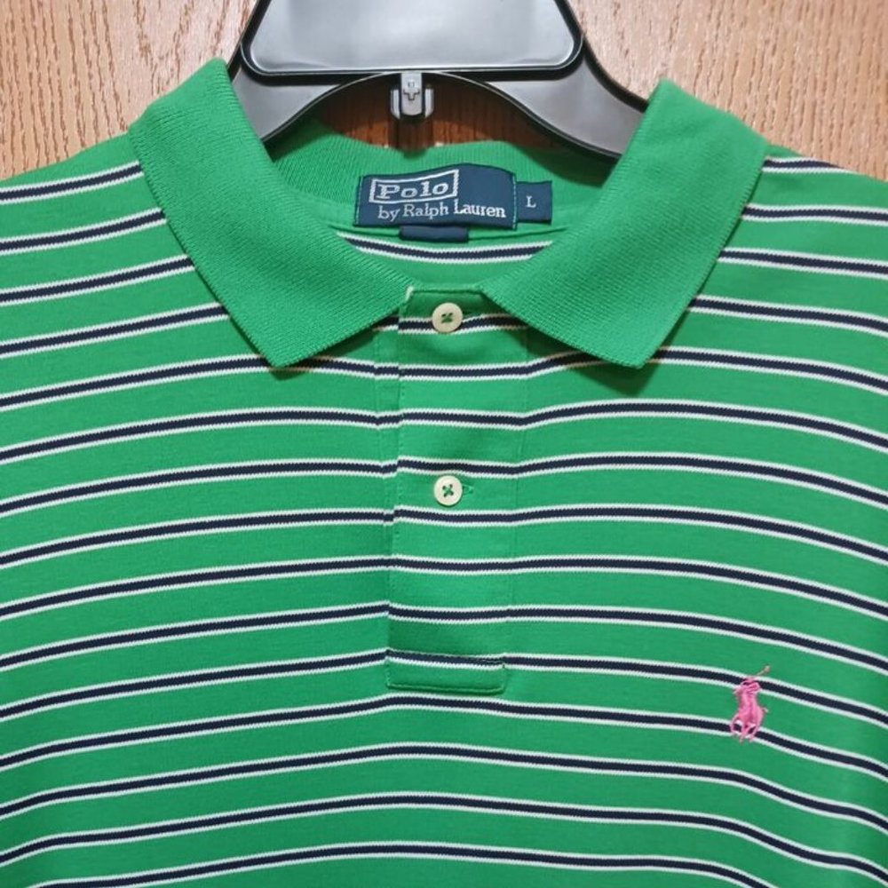 Polo (Ralph Lauren)-(Green/Black)-(Stripe)-(Pre-owned)-(Size L)-$30.00 - Picture 4 of 4